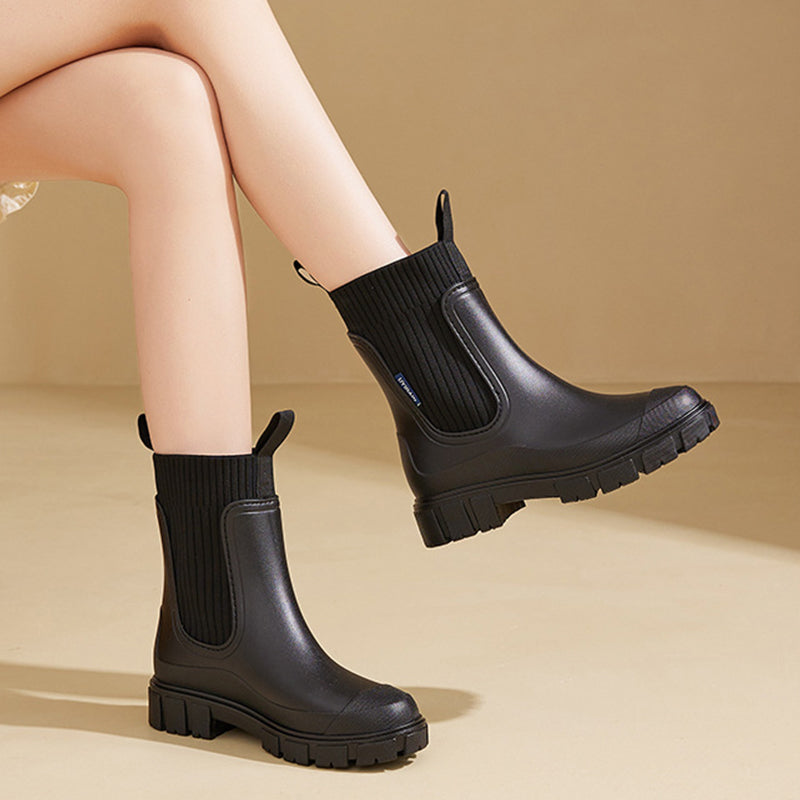 Women's Waterproof Rain Boots with Thick Tread Sole for Grip and Comfort