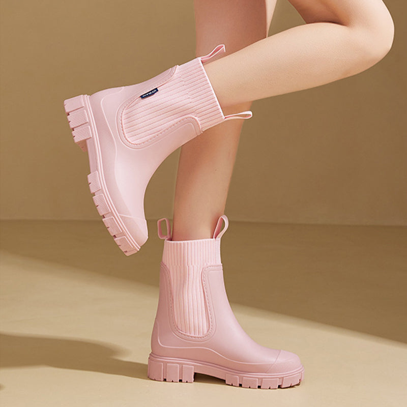 Women's Waterproof Rain Boots with Thick Tread Sole for Grip and Comfort