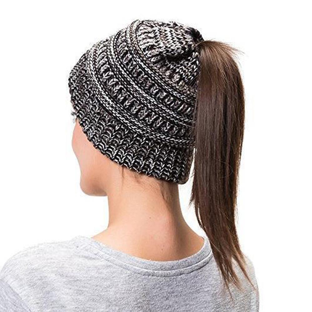 Women's Winter Beanie with Ponytail Hole – Soft and Casual