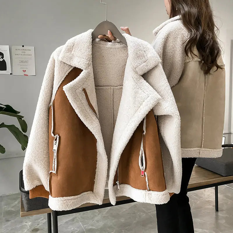Women's Zip-Up Winter Jacket with Plush Lining