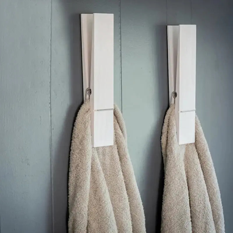 Wooden Clothespin Bathroom Wall Hook for Towels and Clothes in a Natural Design