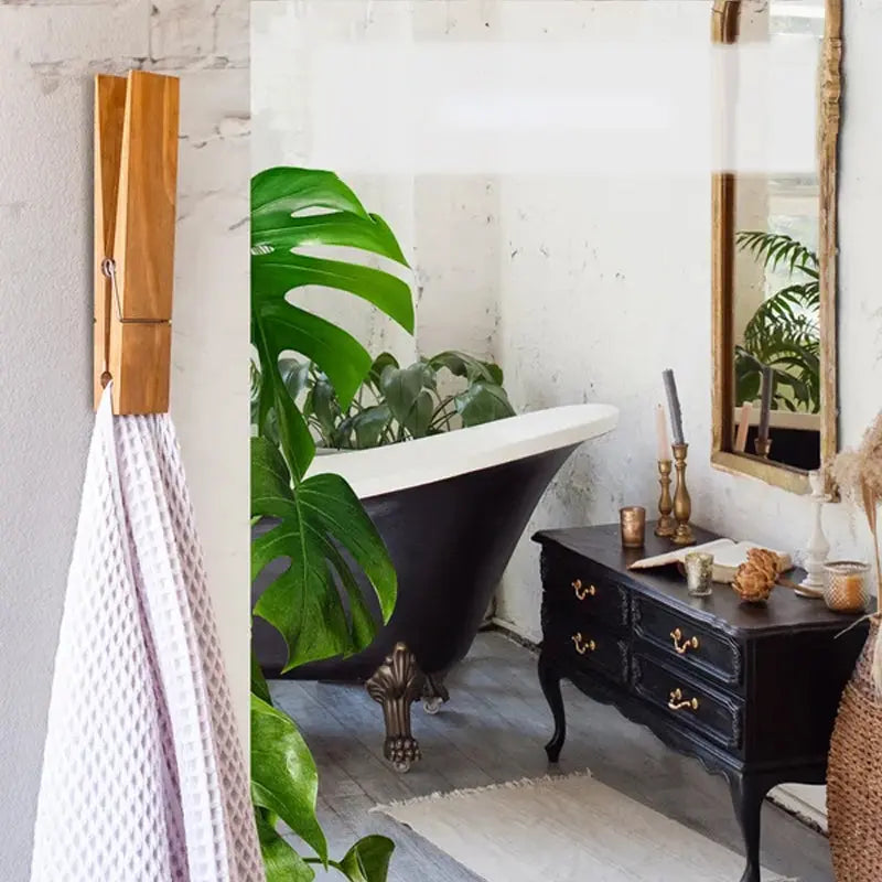 Wooden Clothespin Bathroom Wall Hook for Towels and Clothes in a Natural Design