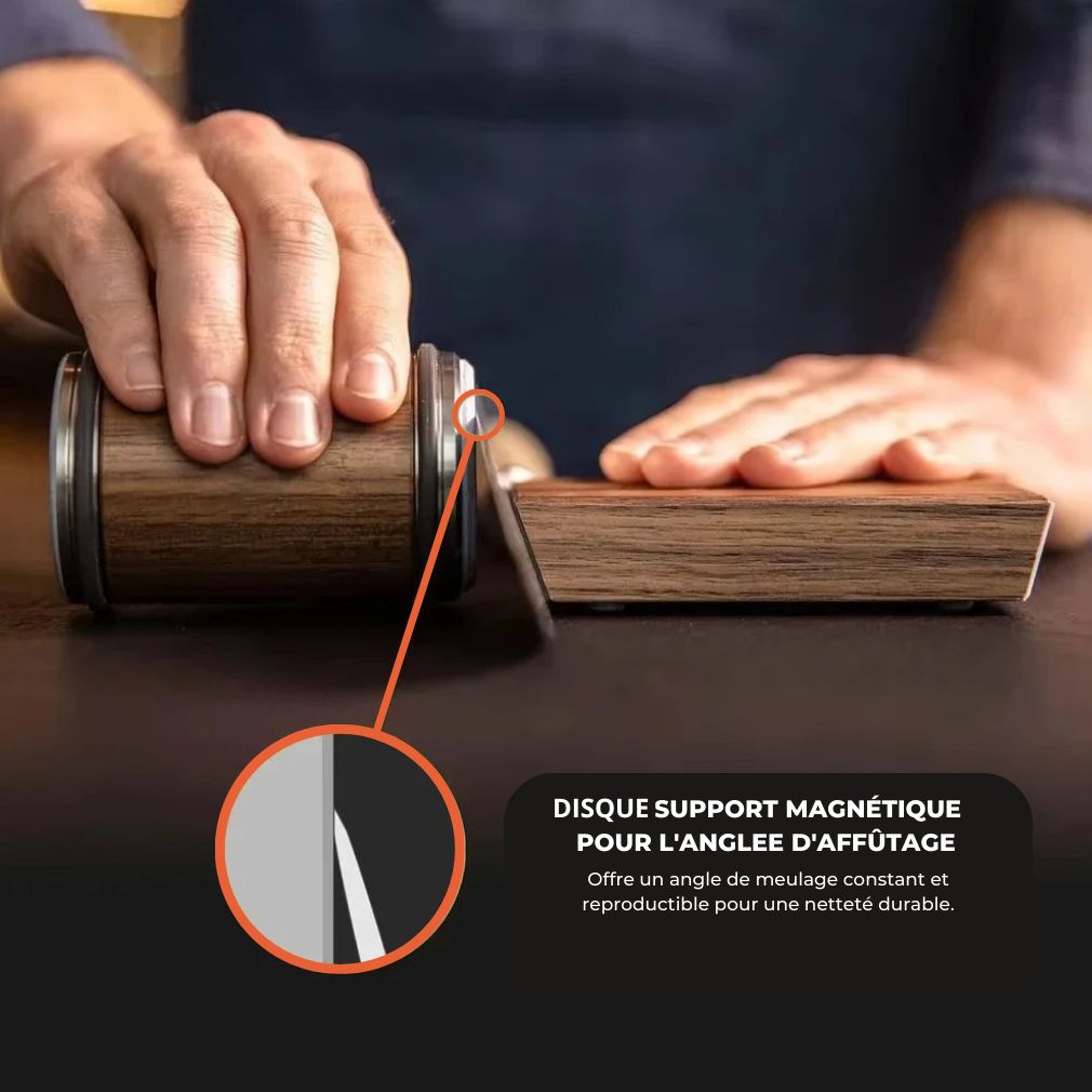 Wooden Knife Sharpener with Magnetic System and Adjustable Angles