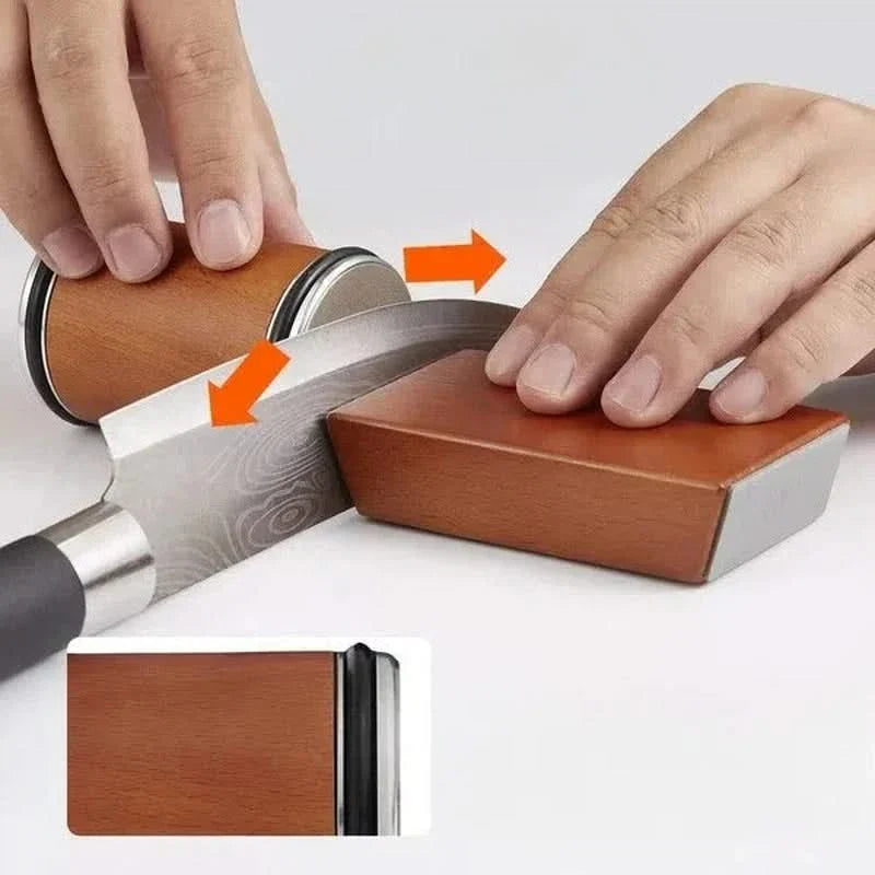 Wooden Knife Sharpener with Magnetic System and Adjustable Angles