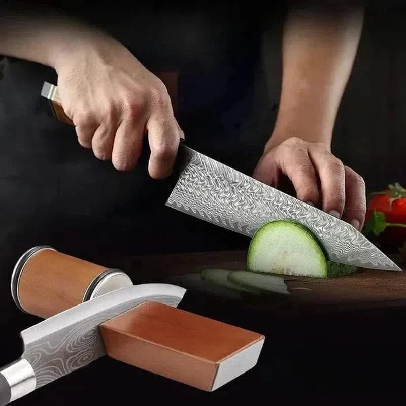 Wooden Knife Sharpener with Magnetic System and Adjustable Angles