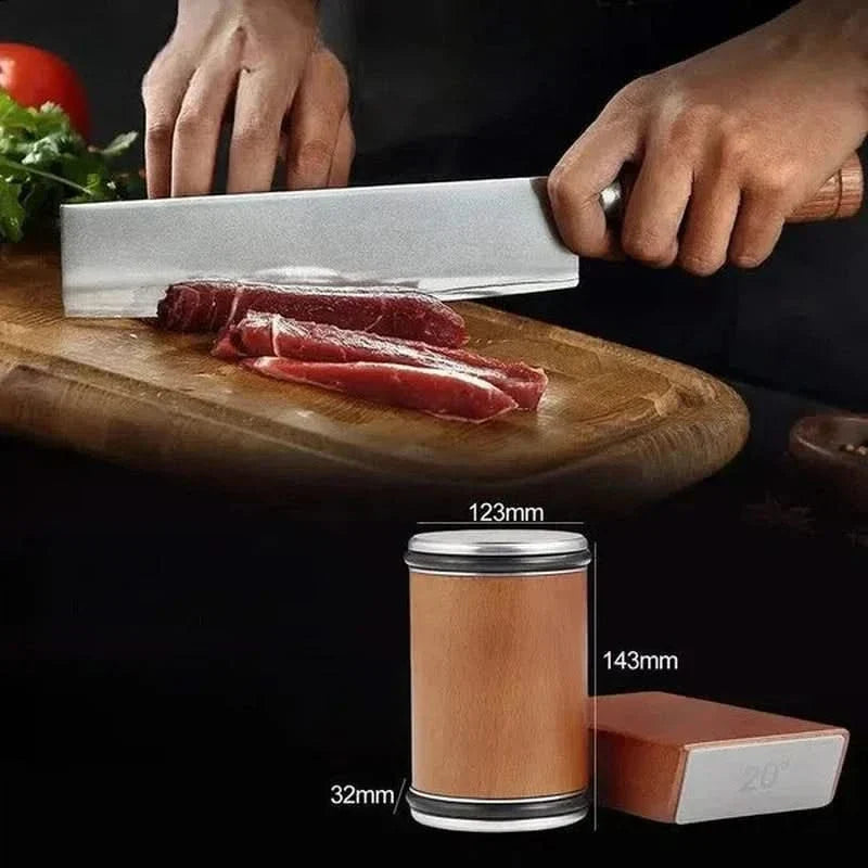 Wooden Knife Sharpener with Magnetic System and Adjustable Angles